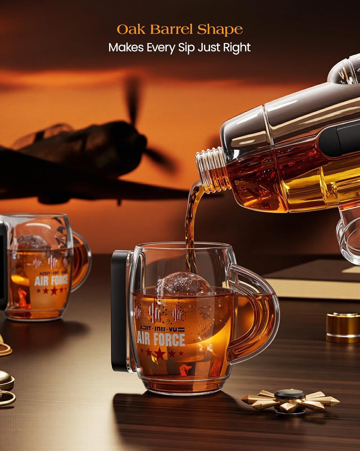 Kollea Fighter Aircraft Whiskey Decanter Set